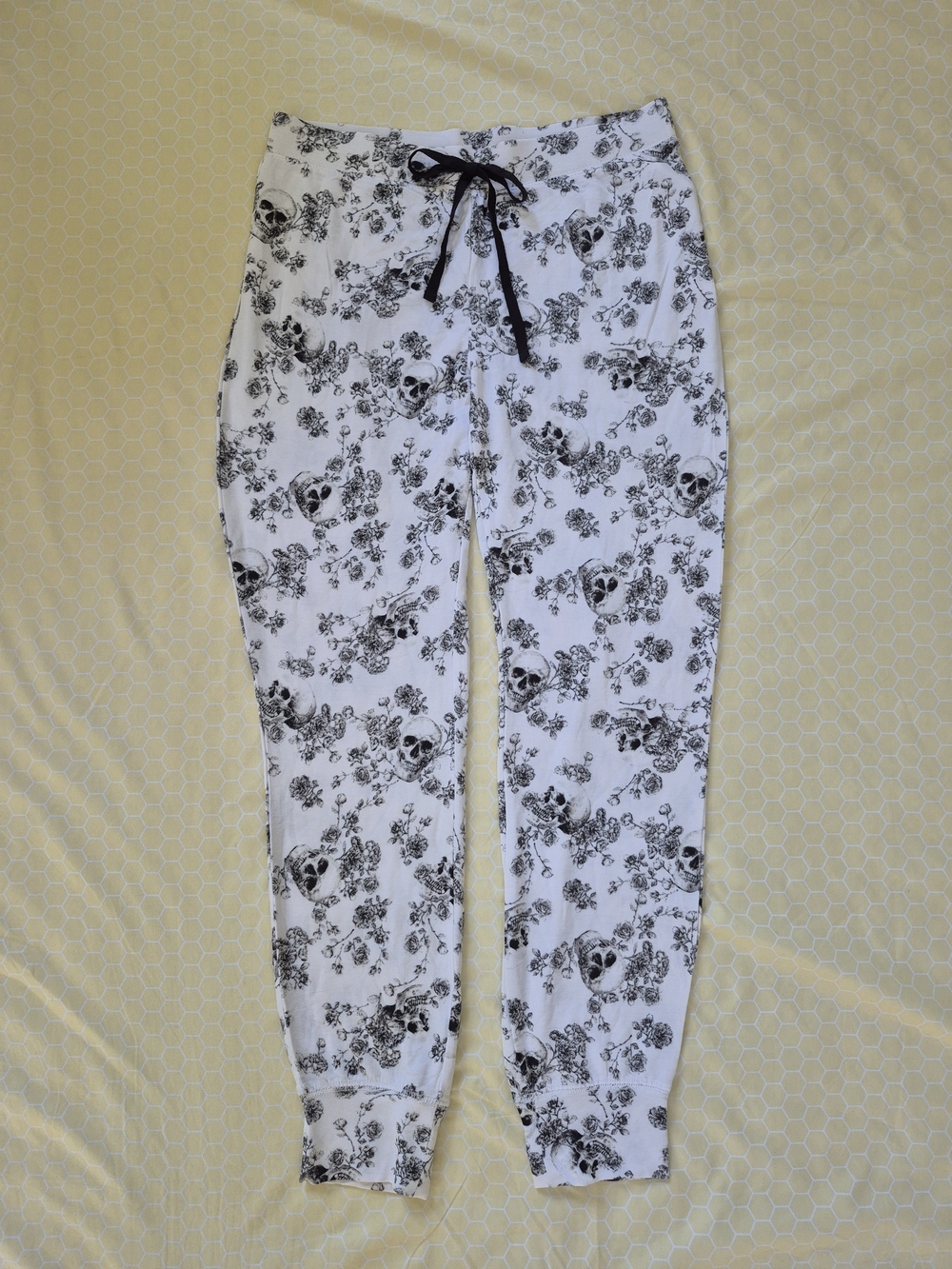 Tabitha Webb Black & White Floral Skull Sleepwear Pants